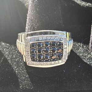 Mens Genuine Multi Color Sapphire Sterling Silver Fashion Ring Size 10